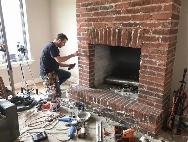 Winthrop Chimney Sweep specialist finalizing chimney liner service in Winthrop, MA