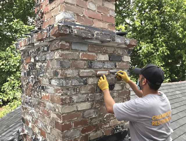 In-progress chimney restoration by Winthrop Chimney Sweep in Winthrop, MA