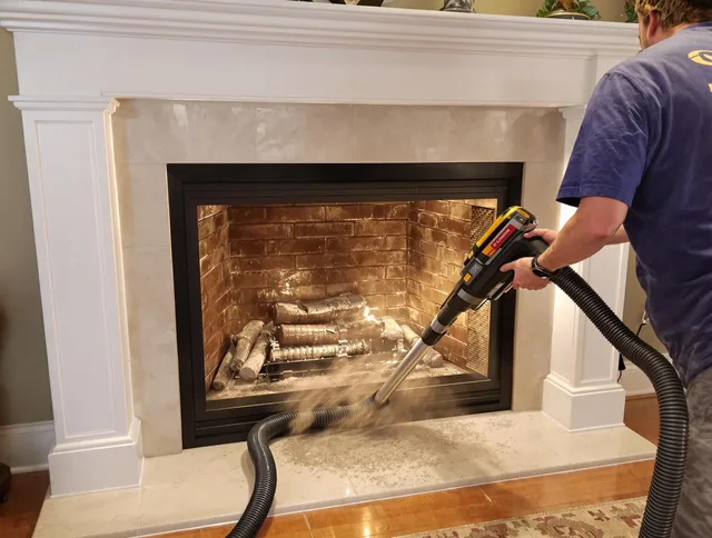 Fireplace cleaning performed by Winthrop Chimney Sweep in Winthrop, MA