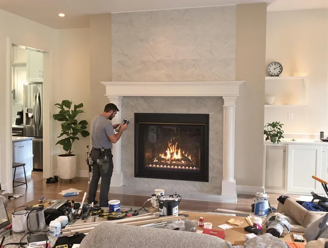 Newly installed fireplace by Winthrop Chimney Sweep in Winthrop, MA
